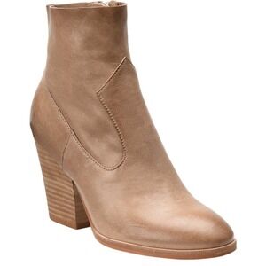 Isola Lani Leather Block Heel Ankle Boots Light Taupe Women's Size‎ 7M